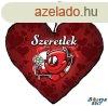 Szv alak prna, rdg virggal, szeretlek