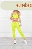 Crop-top trningruha pntokkal, modell 9355 neon srga