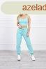 Crop-top trningruha szett pntokkal, modell 9334 mentol