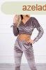 Brsonyos szett Queen crop-toppos melegt felsvel szrke