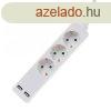 Hosszabbt 3-as elosztval (3 fldelt + 2 USB) fehr - 1.5 