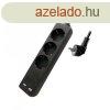 Hosszabbt 3-as elosztval (3 fldelt + 2 USB) fekete - 5 m