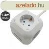 Hosszabbt 4-es elosztval (4 fldelt + 2 USB) fehr - 1.4 