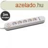 Hosszabbt 5-s elosztval (5 fldelt + 2 USB) fehr - 3 m 