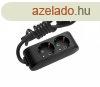 Eloszt 2-es (2 fldelt) fekete, hosszabbt 2m vezetkkel