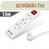 Eloszt 3-as - 3 x 1,5 mm - 1,5 m - 2 x USB-vel - kapcsols
