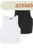 Urban Classics Ladies Organic Cropped Rib Top 2-Pack white+b