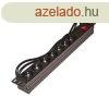 230 V-os eloszt 19"-os, 7 aljzattal, kapcsolval, rack