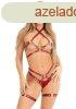 Leg Avenue Harness Bra Top with Garter Burgundy Velikost S S
