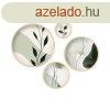 Falikp szett, kr alak, 4 db, levelek, zld - fehr, 45x45