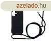 iPhone 16 Plus TPU+PC Feket tok,Fekete zsinrral