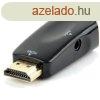 Gembird HDMI 1.4 -> VGA Jack 3,5mm M/F adapter fekete +au