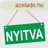 NYITVA-ZRVA 20x10cm tbla (zld-piros)