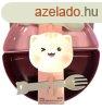 Gondol tkezsi szett 7 db - bzs rzsaszn/lila cica