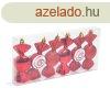 Karcsonyfadsz szett - piros cukor - 10 x 3,6 cm - 6 db / s