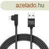 Adatkbel - MicroUSB, Gamer 90-os kialakts, fekete - 2 m 