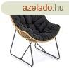 Rattan fotel, fekete prnval, fekete acl - CLAUDINE - Buto