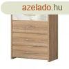 Komód, 4 fiókkal, törtfehér-diófa - ALIZE - Butopęa