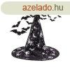 Boszorknykalap Halloween nnepre - fekete, cscsos, varzsl