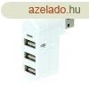 3 Portos USB 2.0 HUB forgathat fejjel, Fehr szn, tbbesz