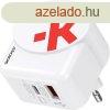 SKROSS 1xUSB-A 1xUSB-C PD 65W hlzati adapter White