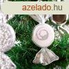 Karcsonyfadsz szett - ezst cukor - 10 x 3,6 cm - 6 db / s