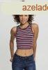 Urban Classics Ladies Rib Stripe Cropped Top white/navy/fire