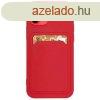 Szilikon tok bankkrtyatartval iPhone 12 Pro Red