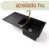 Grnit mosogat - Nero Solarys + Design Gold csaptelep + dug