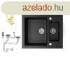 Grnit mosogat NERO Arriva + Design Gold csaptelep + dugki