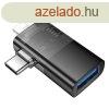 Hoco UA36E Type-C/Lightning - USB-A adapter - fekete