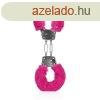 OUCH! Furry Metal Hand Cuffs - Pink