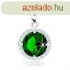 925 ezst szett, medl s flbeval, zld kerek cirknia, t