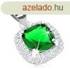 925 ezst szett medlbl s flbevalbl, zld ngyzetes cir