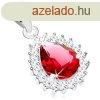 925 ezst szett - medl s flbeval, piros csepp tltsz s