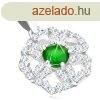925 ezst szett - medl s flbeval, csillog virg zld k