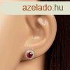 925 ezst flbeval, piros kerek cirknia, tltsz szeglly