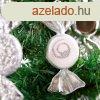 Karcsonyfadsz szett - ezst cukor - 10 x 3,6 cm - 6 db / s