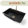 Grnit mosogattlca NERO Boss + magastott Gold csaptelep +