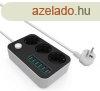 COLORWAY HOSSZABBITO KABEL CW 3X EURO ALJZAT, 6X USB FEKETE 