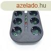 Hlzati eloszt 6 db konnektor aljzattal, 3 db USB-vel s 1