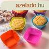 12 rszes sznes szilikon muffin stforma - szgletes