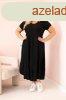 Viszkz oversize ruha rvid ujj s fodros, 21682 modell fek