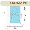 Gealan 70x110 egyszrny buk-nyl manyag ablak 3 rteg 
