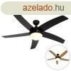 Okos mennyezeti ventiltor fekete fa mintval 132 cm LED-del
