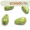 Drop Melon csepp gyngy - Alabaster Green Brown Luster - 13x