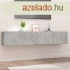 2 db betonszrke szerelt fa fali TV-szekrny 80 x 30 x 30 cm