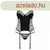 Obsessive - Sharlotte corset & thong black - Szexi feket