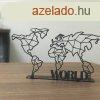 World Map Pod Asztali dekorci 30x3x16 Fekete