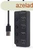 Gembird 4-port USB2.0 HUB with Switches Black